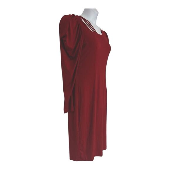 Monroe & Main Salsa Red Stretchy Office Cocktail Dinner Party Night Out Dress - Picture 4 of 16